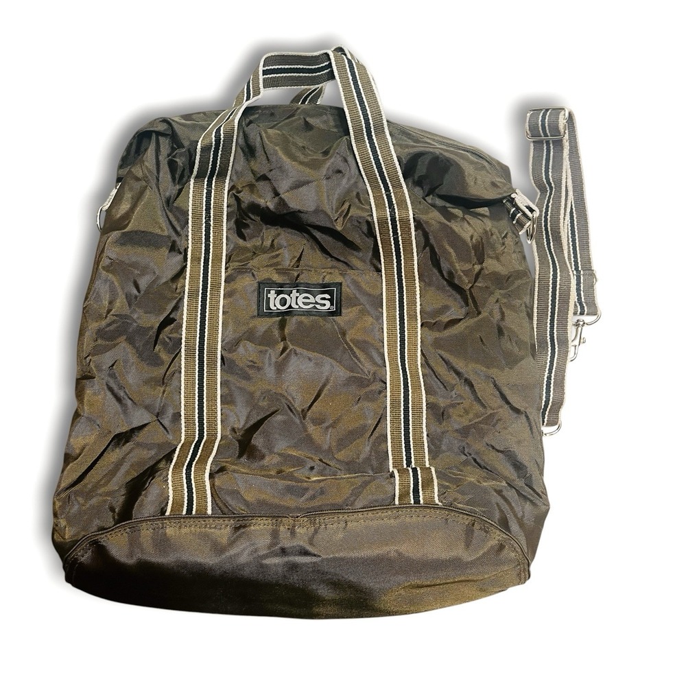 Vintage Totes Brown Nylon Packable Duffel Bag Foldable Travel Tote